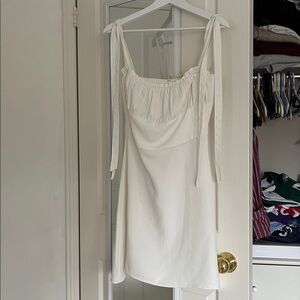 Cream Sleeveless Mini Sundress with Square Neck